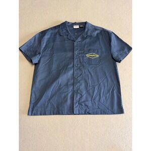 Goodyear Wingfoot Mens Navy Blue Short Sleeve Work Shirt Sm Akron Ohio Graphic